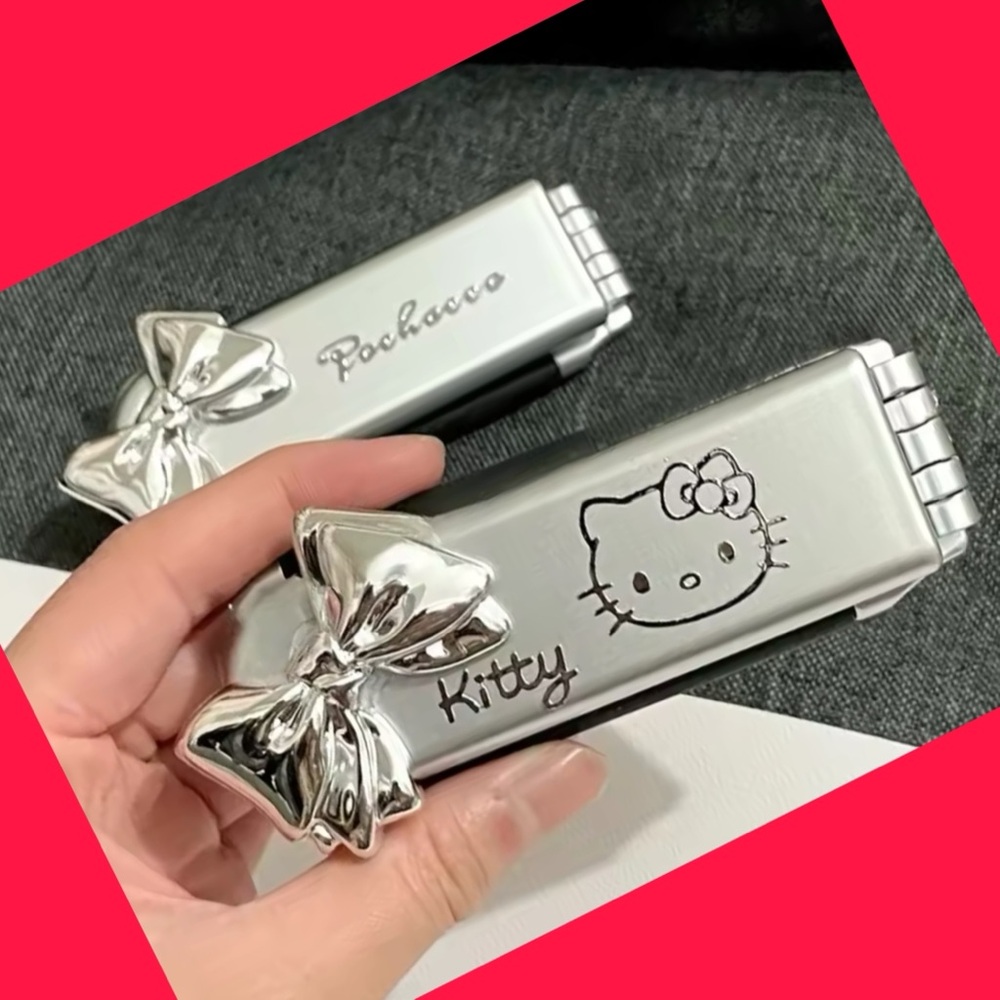 Silver Hello Kitty Collapsible Balloon Comb With Mirror By Sanrio